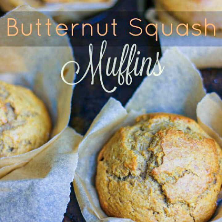 butternut muffins in muffin baking pan with text overlay: Butternut Squash Muffins