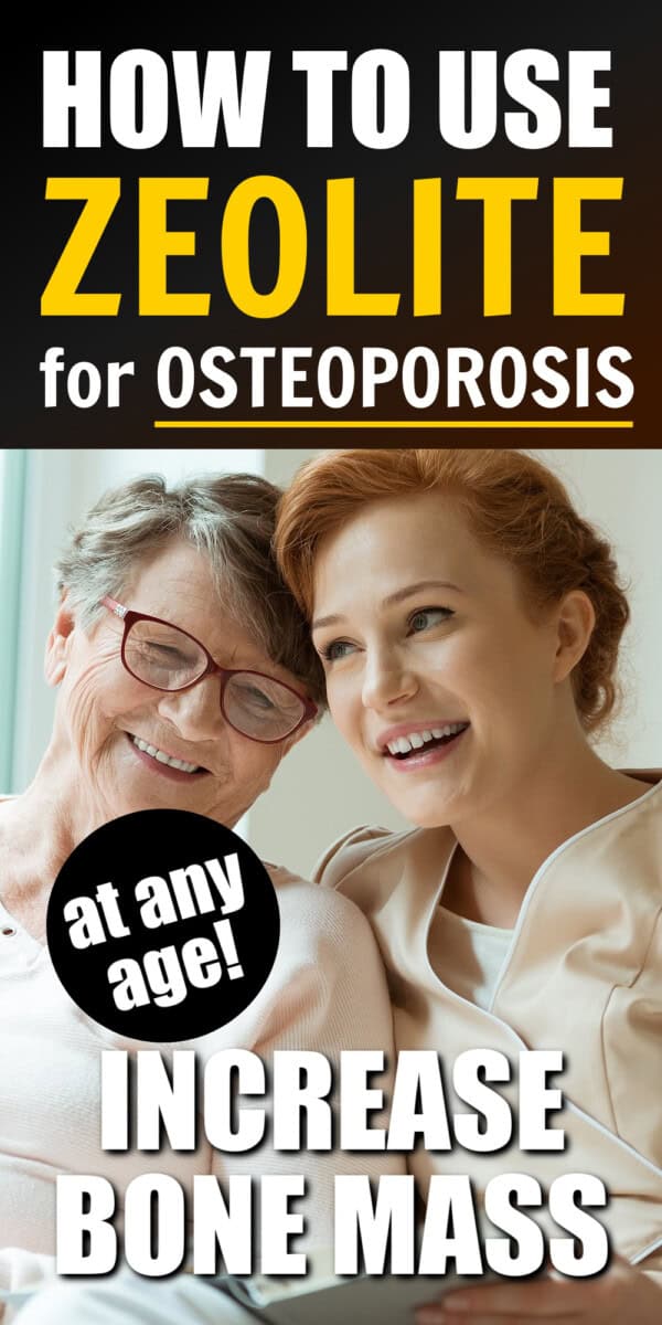 a woman and her grandmother hugging, with title overlay: How to Use Zeolite for Osteoporosis, Increase Bone Mass at Any Age