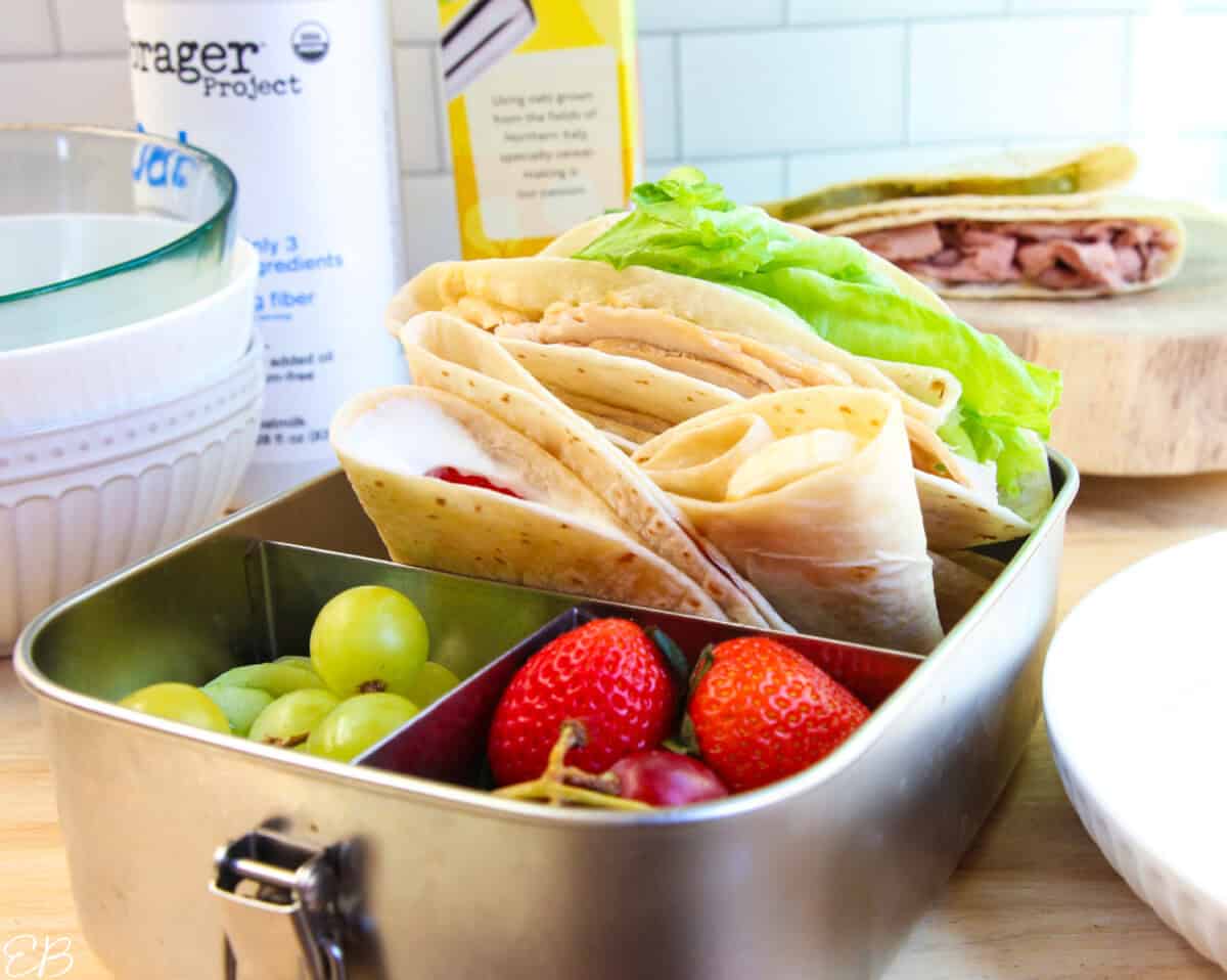 lunch wraps packed in bento style box