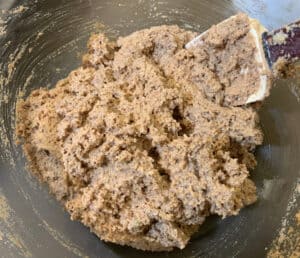 thick batter in mixing bowl