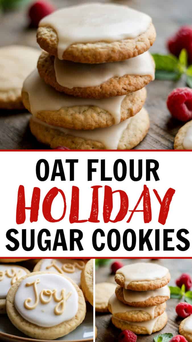 3 photos of oat flour sugar cookies