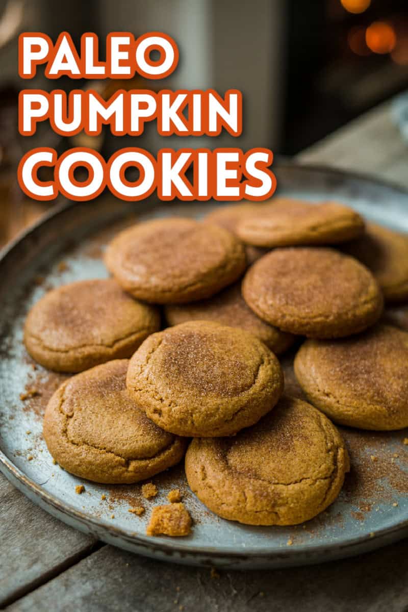 paleo pumpkin cookies layered on a rustic plate