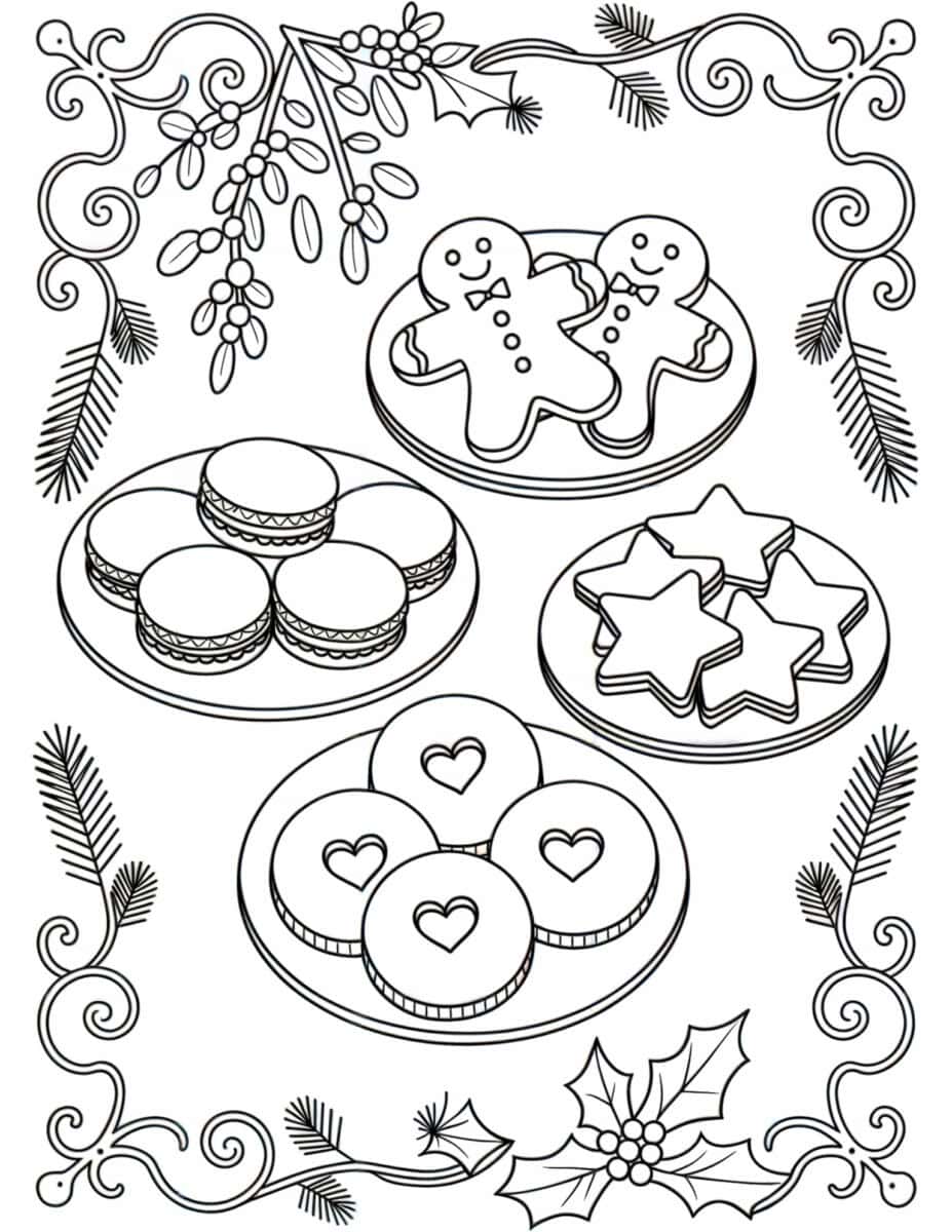 christmas cookie party coloring page
