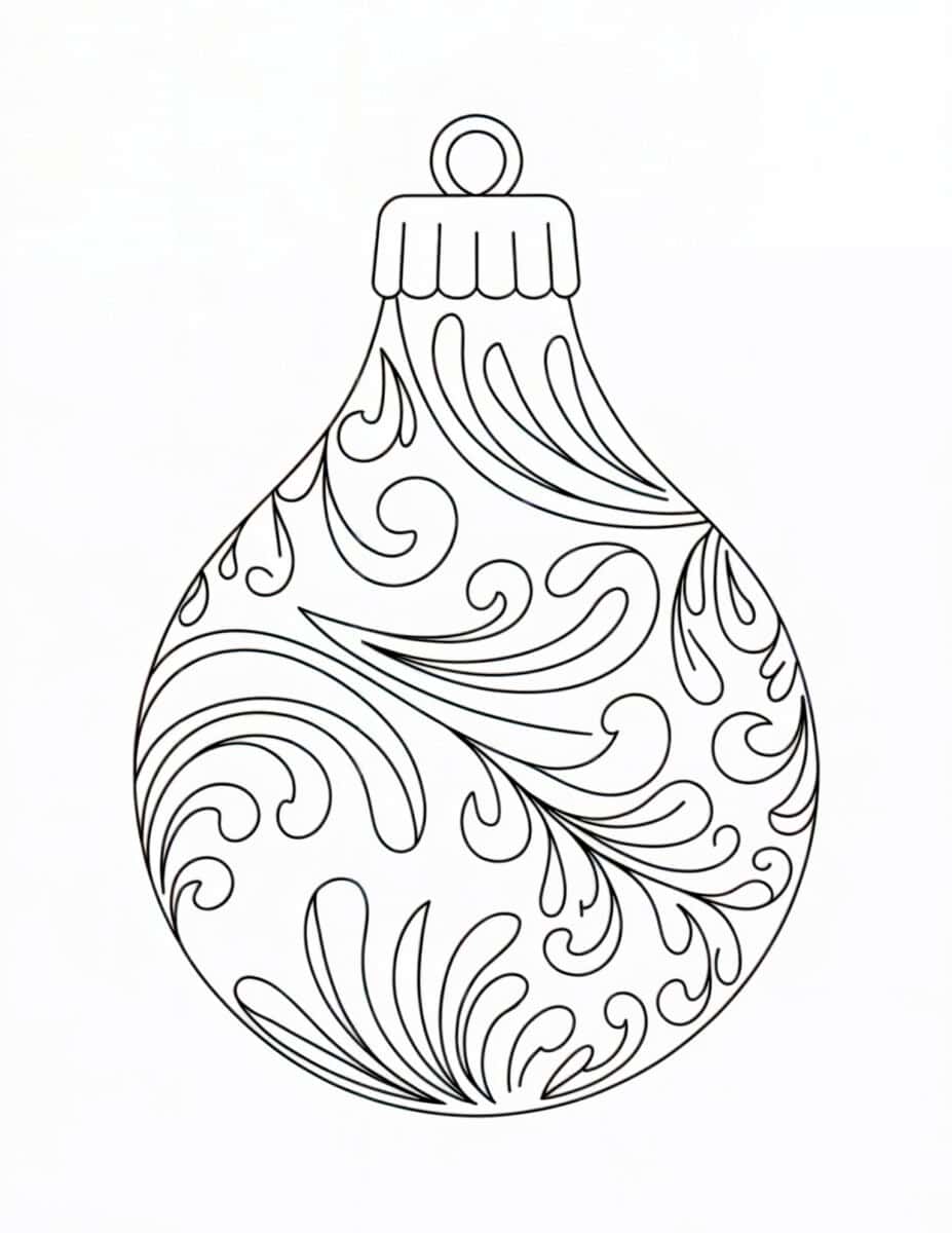 ornate Christmas ornament coloring page