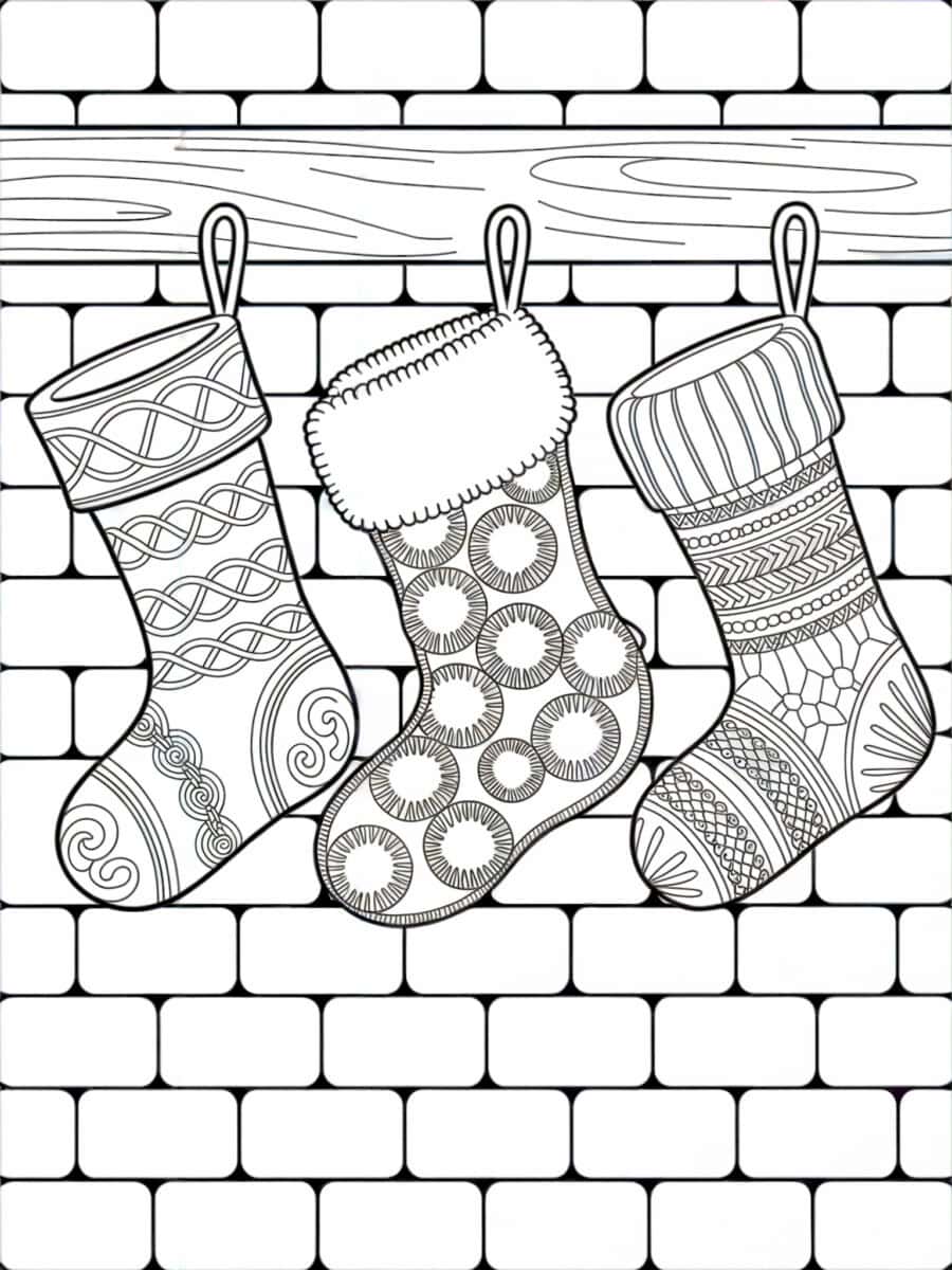 Christmas stockings coloring page