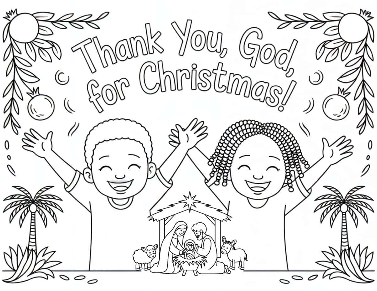 black family christmas coloring page
