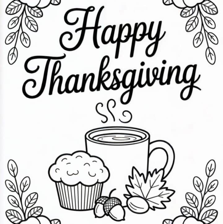 Happy Thanksgiving coloring page for Kids