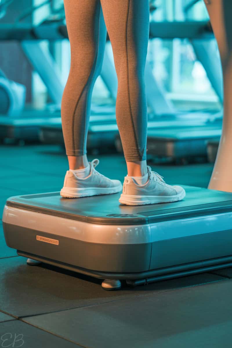 woman standing on a vibration plate