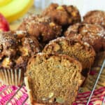 gluten free vegan paleo aip apple banana muffins cut open to see the good texture inside, even without eggs