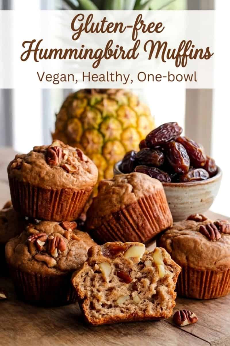 close up of vegan gluten free hummingbird muffins
