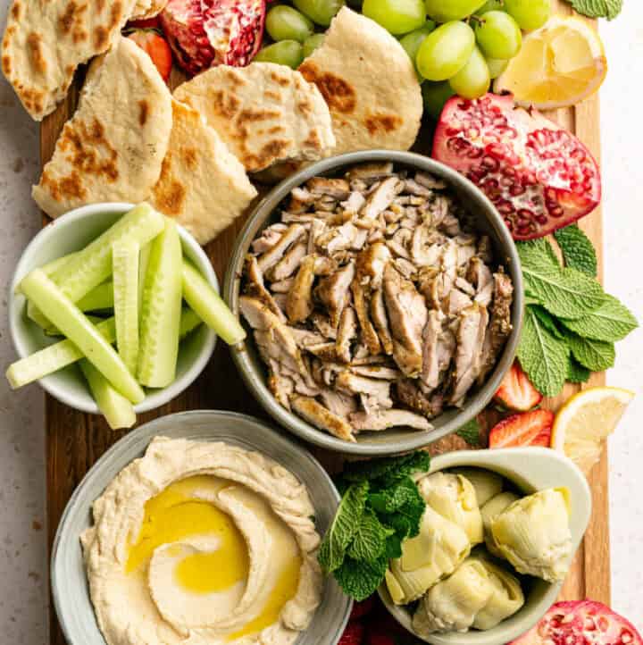 a beautiful board of healthy mezza foods that create an anti inflammation feast