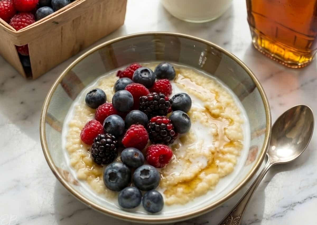 a close up photo of masa porridge with toppings