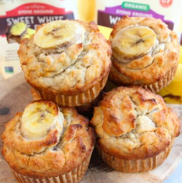 4 JUMBO stacked rice flour banana muffins