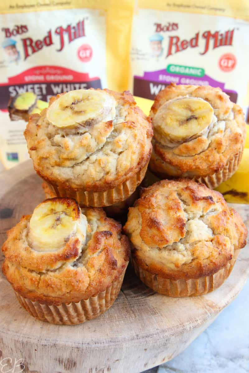 4 JUMBO stacked rice flour banana muffins