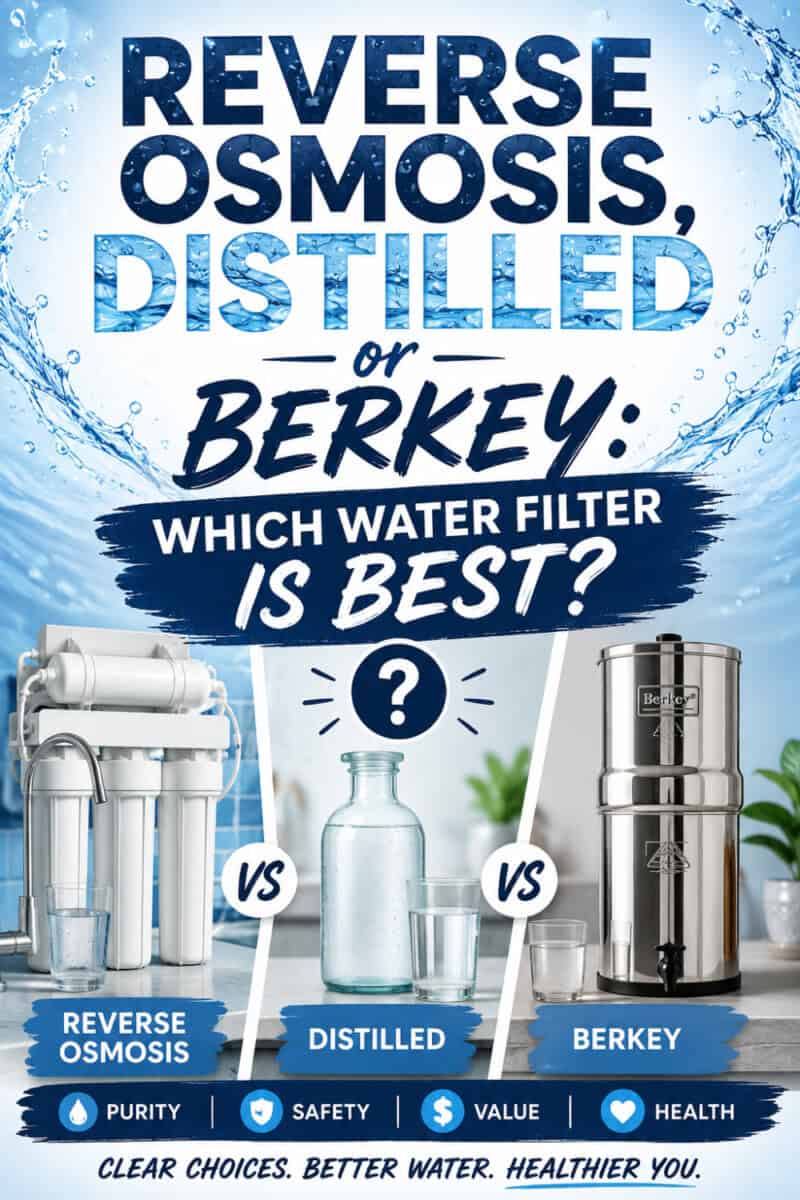 3 kinds of water filters pictured with text overlay: Which water filter is best?