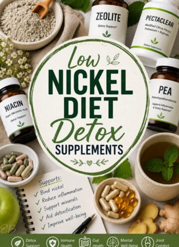 Best Supplements for a Low Nickel Diet (text overlay) with images of the supplements