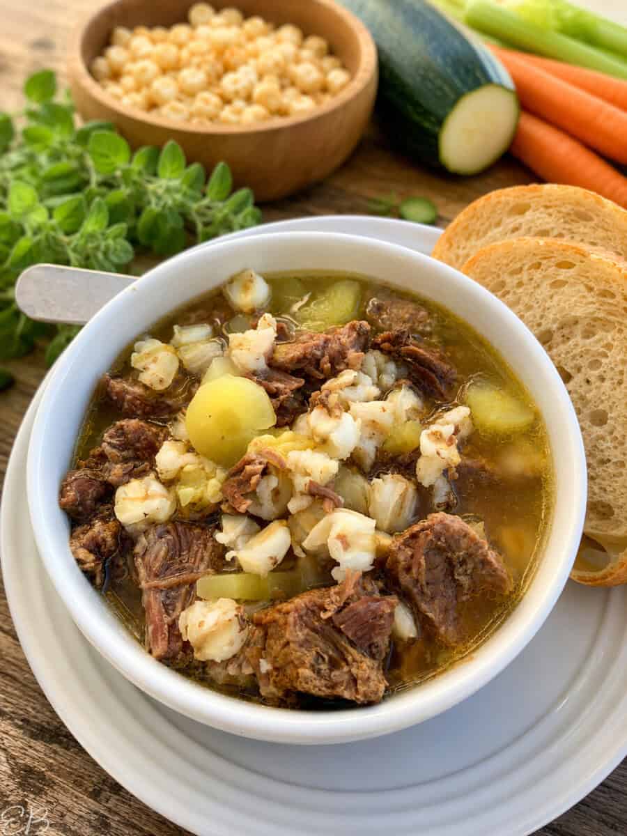 beef posole stew with ingredients
