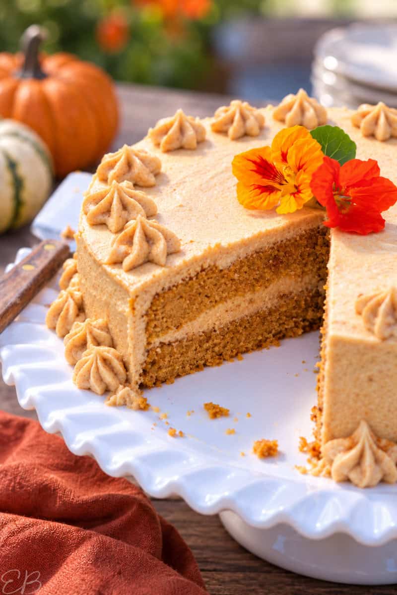 paleo aip pumpkin cake on a white serving platter