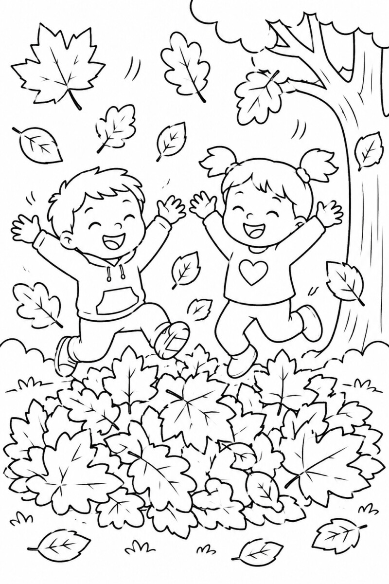 fall leaves coloring page