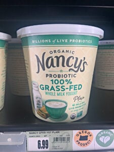 nancy's yogurt container with only good probiotics