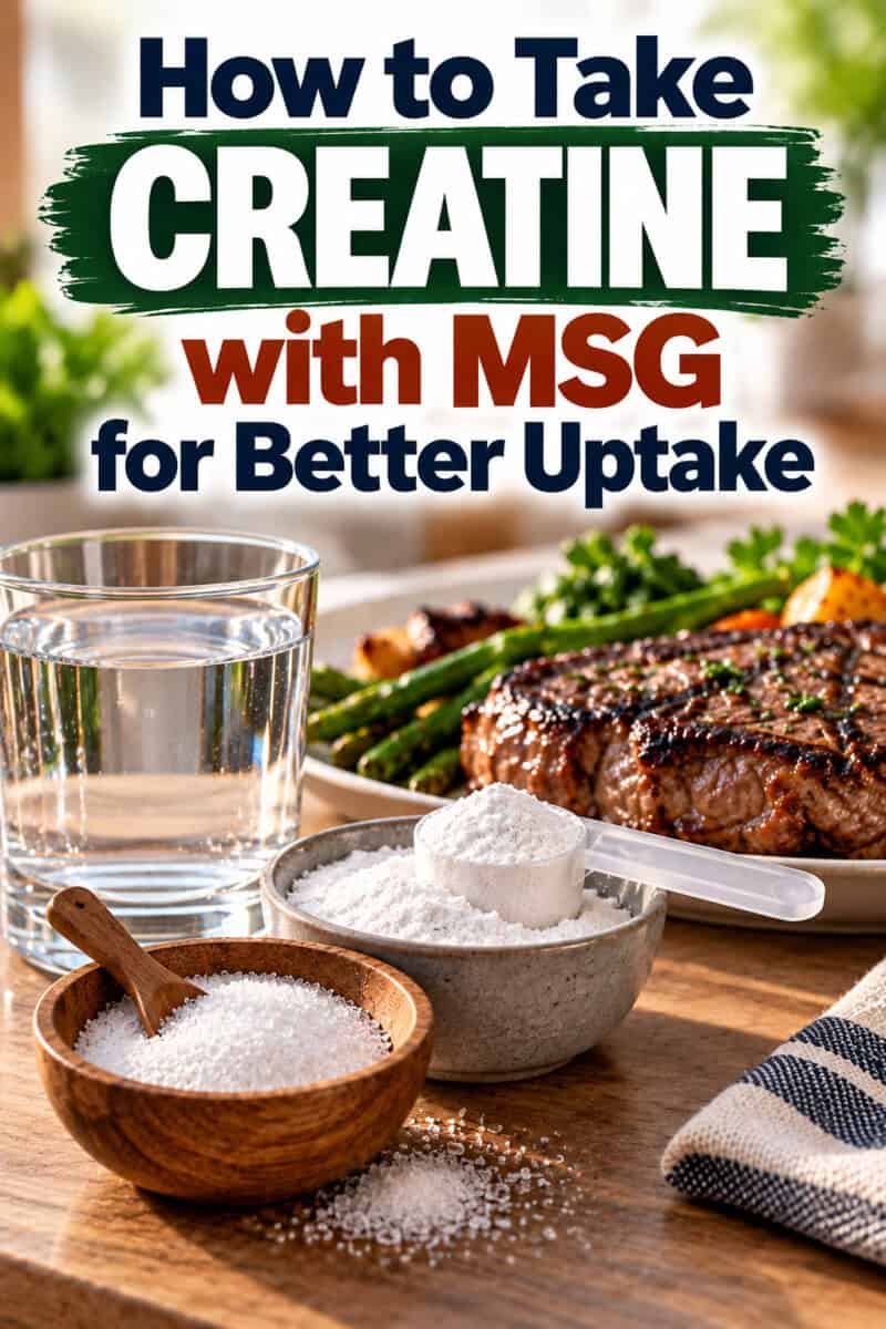 How to Take Creatine with MSG for Better Uptake wording on image of both powders