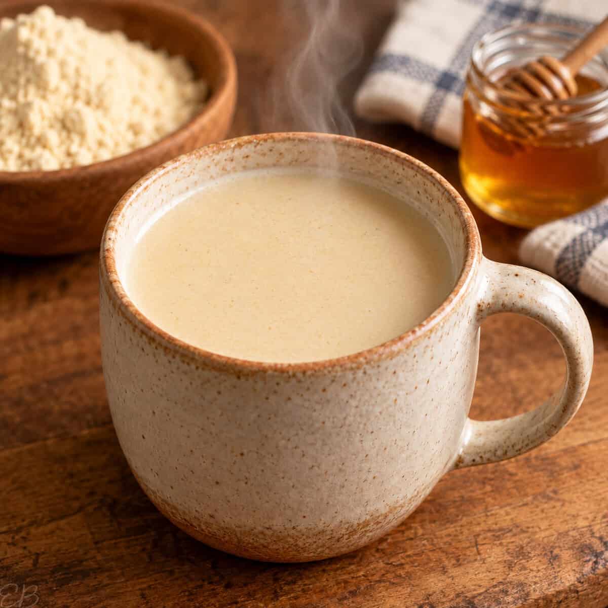 masa hot drink in ceramic mug